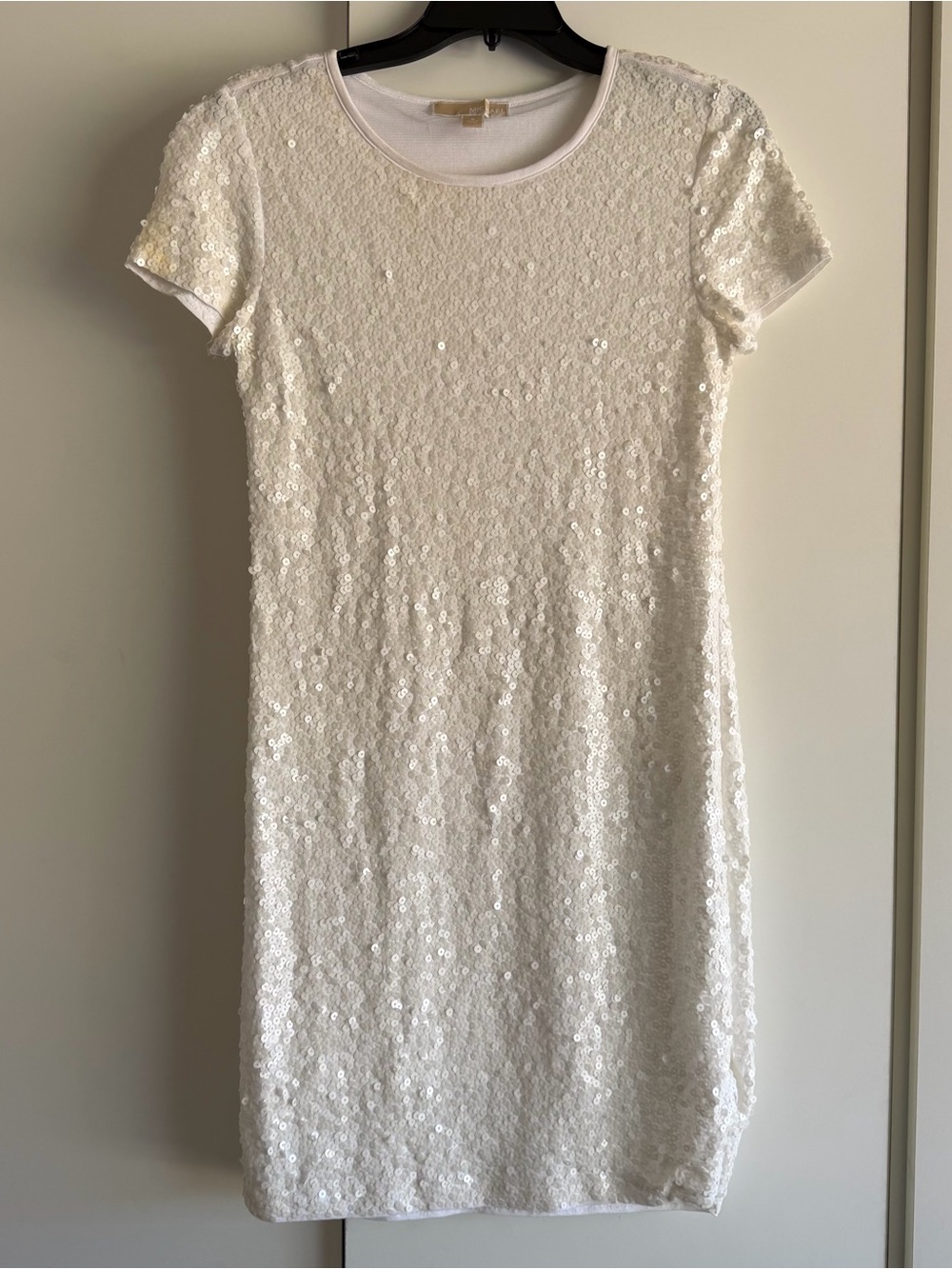 Michael Kors White Knit Tee with Gold Logo Label